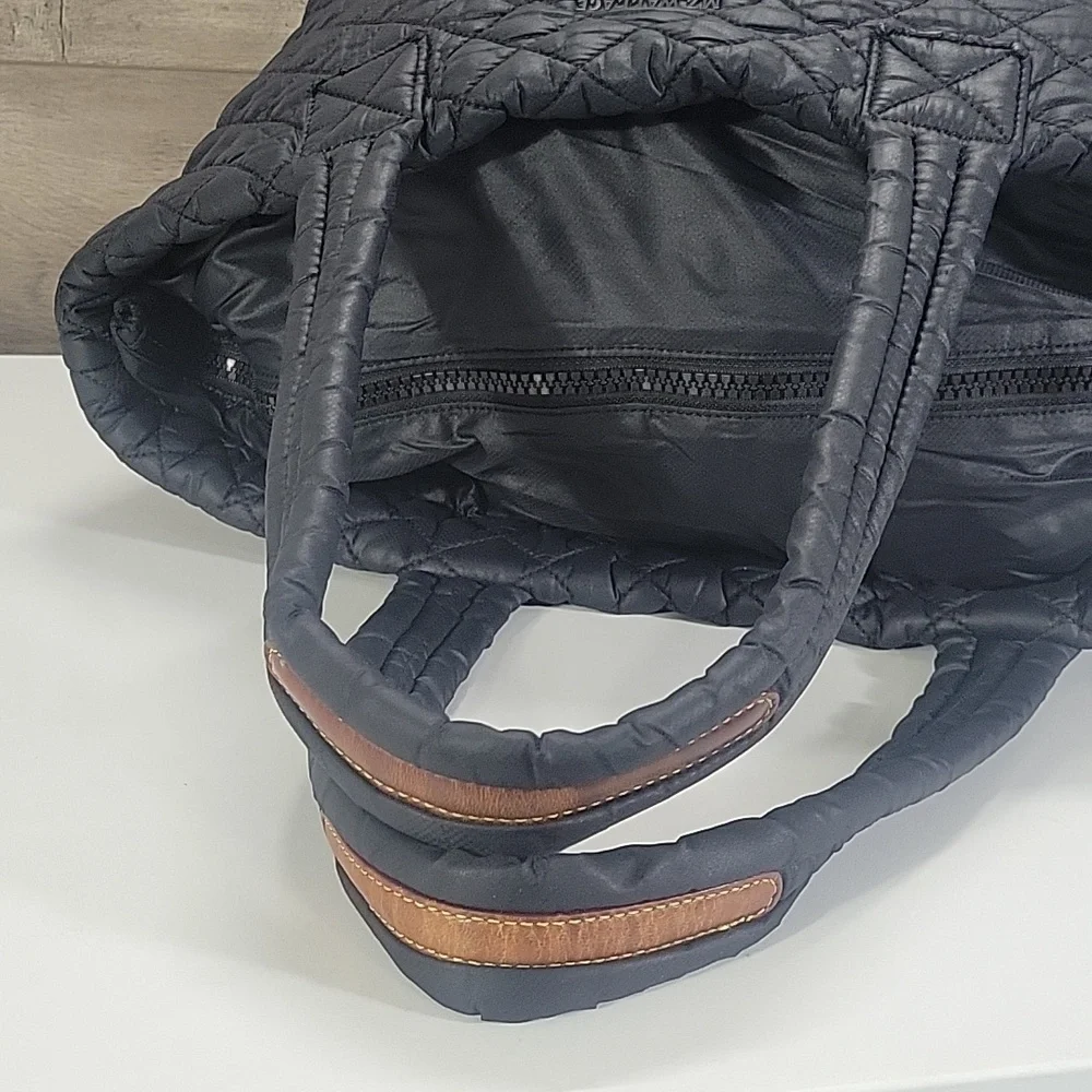 Large MZ Wallace Metro  Quilted Black Nylon Tote Bag